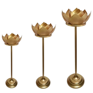 เชิงเทียนทรงดอกบัว T-Lite สำหรับตกแต่งบ้านสำหรับเทศกาลอีสเตอร์ที่ทำจากโลหะเงาวาว - Product Image 1