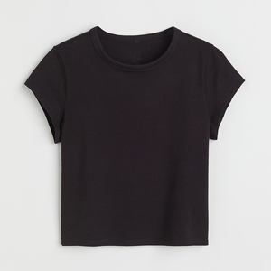Venta caliente Niñas Plain Crop Gym Tops Camiseta al por mayor 100% algodón manga corta personalizada mujeres camisetas - Product Image 6