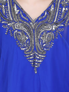 Robe caftan de fête marocaine pour femmes, élégante, arabe, Dubaï, Turquie, caftan de luxe, vêtements brodés à la main, manches papillon, vacances - Product Image 4