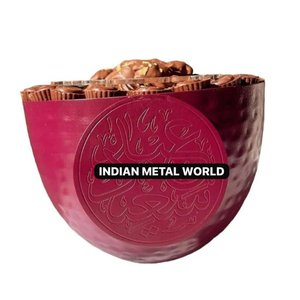 Bol de service en chocolat au design unique Bol en métal poli doré pour la maison Hôtel Ustensiles de cuisine Ornements pour mariages Prix bas - Product Image 3