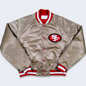 Veste bomber vintage en satin style Fortyniners, doublée matelassée, boutons-pression, pour homme, streetwear, vêtements d'hiver - Product Image 4