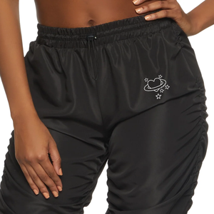 Pantalon en satin personnalisé de grande taille pour femmes-Automne-Hiver Pantalon cargo droit à jambes larges et multi-poches avec devant plat - Product Image 2