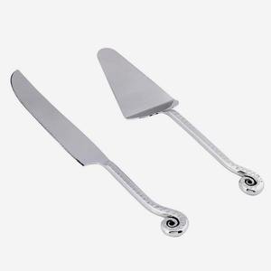 Serveur à gâteau fait à la main, 8 pièces, en acier inoxydable, design royal, service de table, serpillière en laiton plaqué nickel, manche gaufré, outil de luxe - Product Image 5