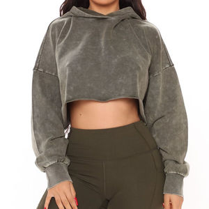 Sweat à capuche haut court Offre Spéciale nouveau à manches longues surdimensionné dames, crop top sweats à capuche ensemble en gros meilleure vente - Product Image 4