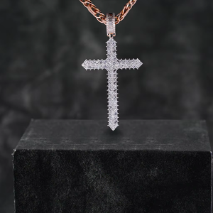 Colgante fino helado 925 Plata personalizado Cruz Baguette diseño Moissanite diamante Hip Hop moda artista personalizado colgante Unisex - Product Image 1