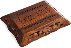 Wood Decorative Serving <b>Tray</b> for Hot & Cold <b>Drinks</b>/Vintage Rustic Decorative Handmade Sheesham Food Platter for Dining Tableware - Product Image 3