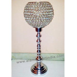 New Centerpiece for Tabletop Decoration <b>Candle</b> Pillar Holder Clear Crystal <b>Ball</b> Galvanize Wire Gold Finished Best Export Quality - Product Image 6