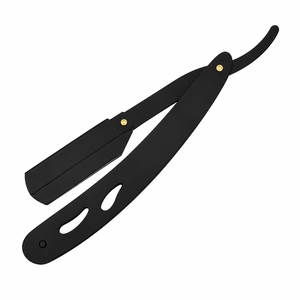 MORGANS INDUSTRIES Black Straight <b>Razor</b> Stainless Steel Blade Stainless Steel Handle Single Blade for <b>Men</b> Barber Shop Hotel - Product Image 1