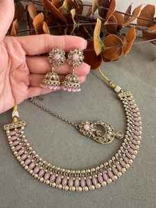 Designer High Gold Plated Beautiful Kundan Jewellery Choker <b>Necklace</b> Set Fancy Style Party <b>Weddings</b> Engagements Zircon Alloy - Product Image 2