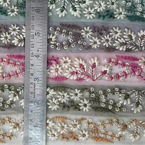 9 m. Handmade sang trọng truyền thống ren trên bướm net với đầy màu sắc thêu hoa văn Made in Ấn Độ - Product Image 2