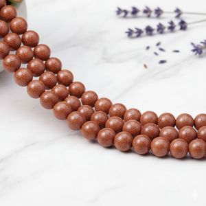 ลูกปัดหินทรายสีน้ำตาลทองคุณภาพดีที่สุดขายส่ง ขนาด 7 มม. สำหรับทำเครื่องประดับ DIY - Product Image 1