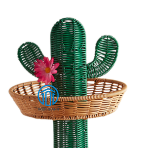 Nouveau design meilleur plateau de service en rotin avec forme de cactus pour le stockage des puces et décorer les fêtes fabriquées à partir de l'usine de vente en gros - Product Image 5