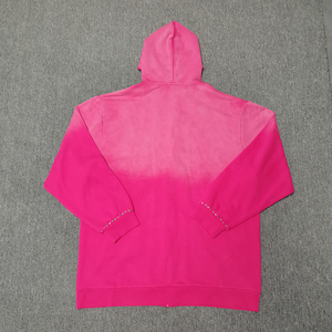 Sudadera con Capucha Personalizada de Estilo Vintage con Lavado Ácido, Talla Grande, Cierre de Cremallera, Remaches de Diamantes de Imitación, Impresión DTG y Pintura en Aerosol para Hombre - Product Image 2