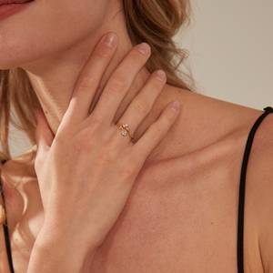 Anillo Apilable con Diseño de Flor de Tulipán, Anillo Único de Plata de Ley 925 con Moissanita de Corte Pera, Chapado en Oro, Regalo para Fiesta de Compromiso - Product Image 4