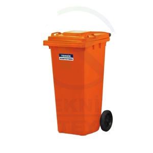 Contenedor de Basura de Plástico Ecológico de 120L con Pedal, Color Naranja, Fabricante Turco - Product Image 1