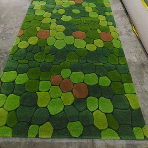 Pebble Pattern Green Hand Tufted Rug Nature Inspired Modern Nature Style Carpet for Modern home hotels hall balcony - Product Image 1