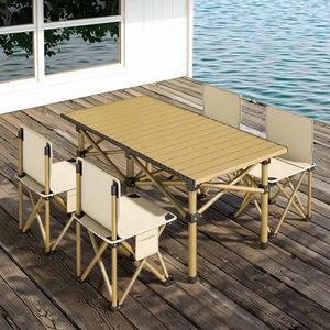 Taşınabilir kamp masası rulo masa alüminyum kamp piknik açık katlanır masa ve sandalye seti - Product Image 4