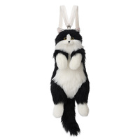 Sac à dos en peluche chat noir 3D personnalisé créatif en gros, poupée chat en fourrure, cadeau unique apaisant pour les amoureux des chats