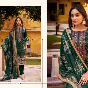 Colección al por mayor de materiales de vestido de césped de algodón puro con impresiones digitales y bordado de panel pesado Ideal para ropa de fiesta - Product Image 1