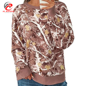 Sudadera de manga larga camuflada para mujer con logotipo personalizado, ropa informal transpirable de alta calidad hecha de algodón de rizo para la oferta de invierno - Product Image 3