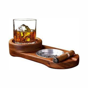 Porte-verre Cendrier en bois Forme irrégulière de haute qualité avec plaque d'acier sans tache pour la maison et le bureau - Product Image 1