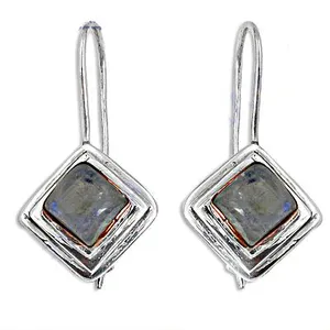 Boucles d'oreilles pour femmes en argent 925 avec perle d'eau douce et labradorite, plaqué or, design pendante, forme de fleur, émeraude or pierre principale - Product Image 2