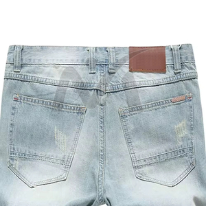 กางเกงขาสั้นผ้ายีนส์เอวสูงของผู้ชายแบบพรีเมี่ยมมีสไตล์เข้ารูปมีกระดุม100% ลอยผ้าฝ้ายทนทานตกแต่งวินเทจแบบลำลอง - Product Image 6