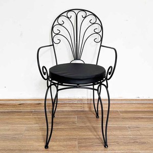 Silla de Café de Diseño Tradicional para Exteriores, Estructura de Hierro Decorativa con Recubrimiento en Polvo, para Dormitorio, Almacén, Muebles de Exterior Hechos de Madera y PE - Product Image 3