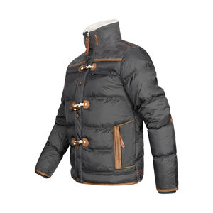 Vêtements d'hiver à la mode veste Parka à col montant en fourrure à fermeture éclair pour hommes veste à poignets élastiques de haute qualité avec patchs personnalisés - Product Image 3