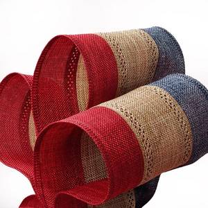 Red/Natural/Blue Striped Gift <b>Ribbons</b> for Decorative Use - Product Image 3