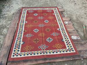 5x8 Wool Jute Kilim <b>Runner</b> Rug Customizable Color Handmade Geometric Pattern <b>Washable</b> Reversible Thick Home Decor - Product Image 4