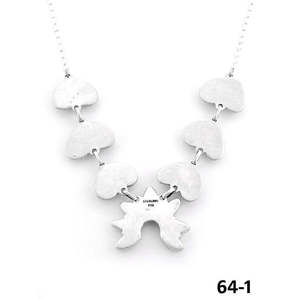 Collier en argent sterling et pierres blanches du sud-ouest, fait main, avec chaînes perlées classiques à motifs floraux et ancre, et chiffres - Product Image 4