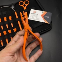 Meilleure vente Logo personnalisé en acier inoxydable couleur Orange Kit d'outils d'extension de cheveux ensemble comprend des pinces pour extensions de cheveux humains