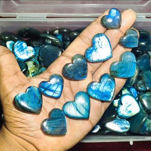 Ágata Natural de grado superior, labradorita, cabujón en forma de corazón, piedra suelta plana para joyería, piedra preciosa de la más alta calidad - Product Image 3