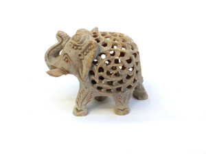 Statue d'éléphant en pierre naturelle de stéatite, sculpture artisanale, détail sous-coupé, pour la décoration du Nouvel An chinois et de Diwali - Product Image 6