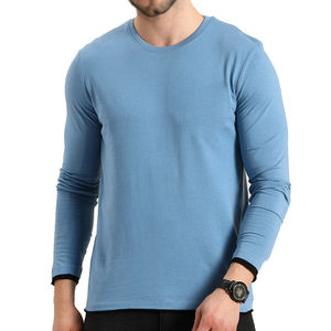 Camisetas de manga larga informales 100% de algodón para hombres Camisetas de moda personalizadas con cuello redondo - Product Image 1