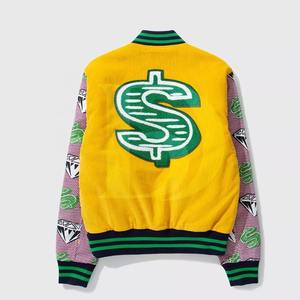 Vestes de baseball de bonne qualité pour hommes avec manches en cuir/Veste universitaire en cuir à manches longues matelassée coupe-vent en gros - Product Image 2