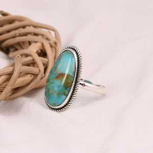 Bague de mariage de luxe en argent sterling avec agate de Kingman, bijoux artisanaux bohèmes du sud-ouest, bague en pierre précieuse faite à la main, cadeau unique pour elle - Product Image 5