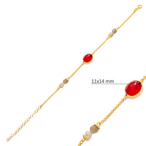 Rubis Quartz Or Lunette Ovale Sterling Theia Bracelet En Argent Bijoux En Gros À La Main 925 Sterling Bijoux - Product Image 2