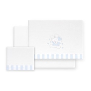 Juego de 3 Piezas de Ropa de Cama Clásica de Franela para Cuna, Diseño de Osito con Corazones, Técnicas de Tejido - Product Image 1