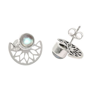 Pendientes gruesos de piedra lunar arcoíris Natural de Plata de Ley 925 de diseño increíble de alta calidad, joyería hecha a mano, fabricante a granel - Product Image 1