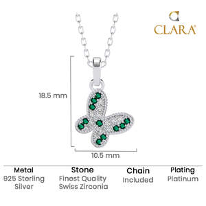 NOVAMART Fine Silver Verde Trendy Butterfly <b>Pendant</b> Chain Rhodium Plated Zircon <b>Opal</b> Diamond Pearl Cute Religious Cross Design f - Product Image 5