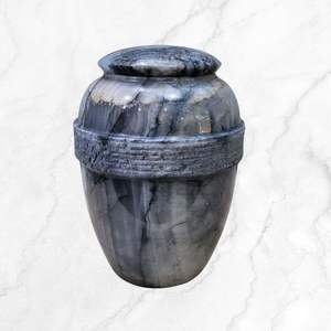 Urne de crémation en marbre veiné d'or brun cendres humaines adultes polies pierre naturelle souvenir navire pot commémoratif - Product Image 4