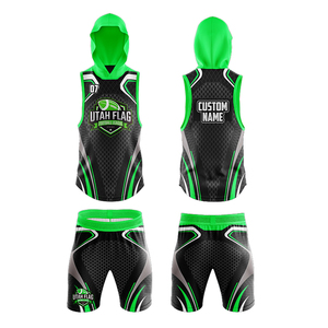 Uniformes de fútbol con bandera 7on7 Uniforme de fútbol Diseño personalizado Conjunto de uniforme completamente sublimado Sudaderas con capucha y pantalones cortos de compresión - Product Image 1