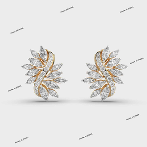 Pendientes de plata con moissanita y diamantes, diseño de hoja, piedras brillantes con corte marquesa, elegantes pendientes de tuerca llamativos para mujer, regalo - Product Image 3