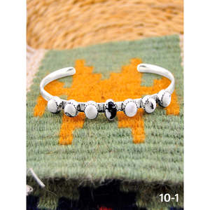 Southwest Handmade White Buffalo & Sterling Silver Fashion Cuff <b>Bracelet</b> - Product Image 1