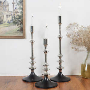 Bougeoir moderne indien, meilleur fini nickel, support à bougie en aluminium noir, aluminium de haute qualité - Product Image 1