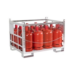 Steel gas cylinder pallet, hot-dip galvanized, for 12 gas cylinders with max. 300 mm - Product Image 1