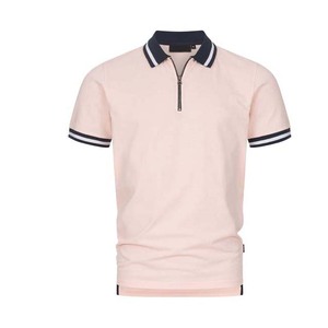 High-Quality Men's <b>Half</b> Zip Polo <b>Shirts</b> Comfortable Cotton Fabric Stylish Striped Design Breathable and Quick Dry Polo <b>Shirts</b> - Product Image 4