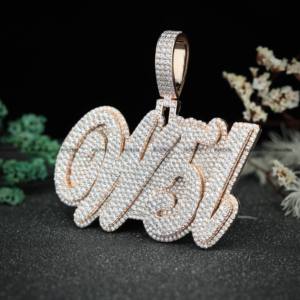 Pendentif personnalisé en argent 925 avec nom en moissanite glacée, collier hip-hop personnalisé, testeur de diamants approuvé par Phoenix Enterprise - Product Image 3